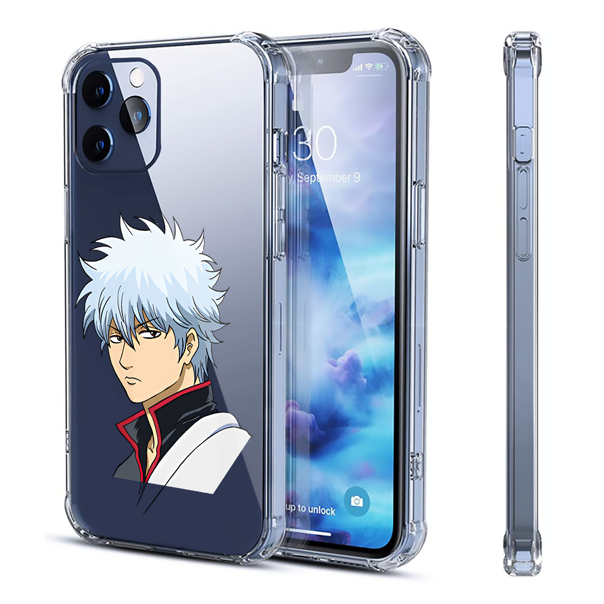 （画像用） ぎんたま 坂田銀時（さかたぎんとき） 神楽 志村新八（しむら しんぱち） GINTAMA Sakata Gintoki Kagura Shimura Shinpachi 【iPhone 12シリーズ対応】透明スマホケース（クリアソフトケース）
